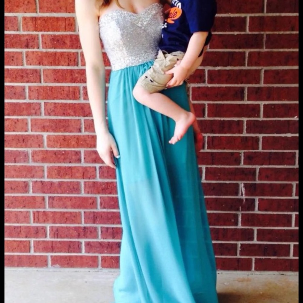 Blue & silver prom dress